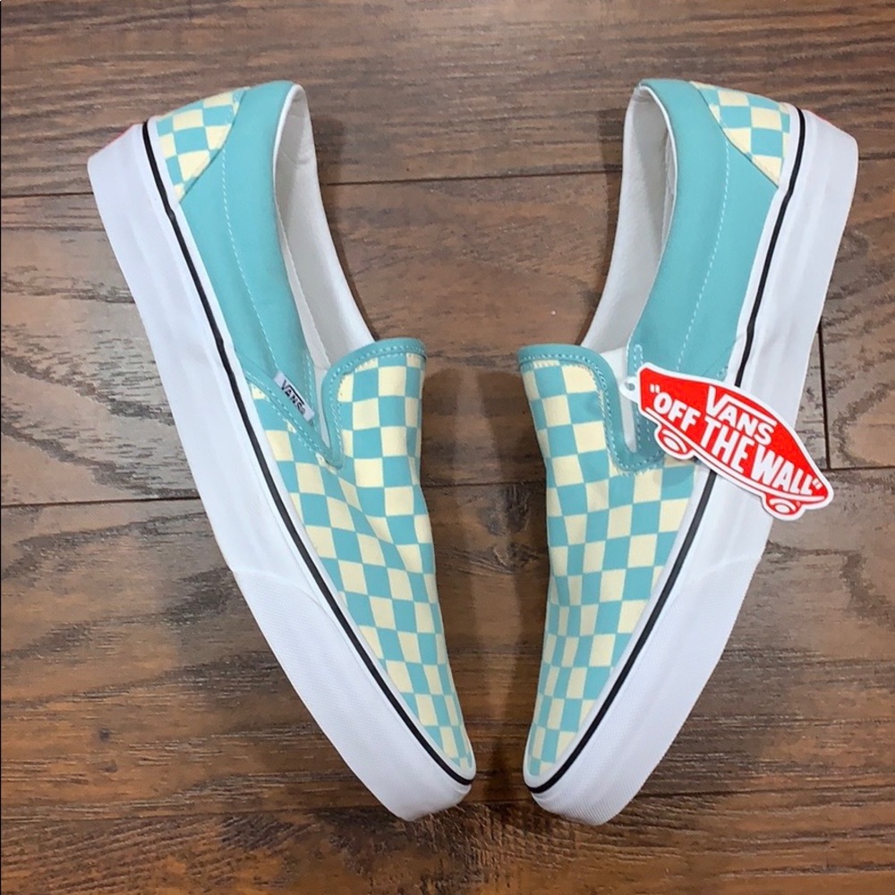 VANS CLASSIC SLIP-ON CHECKERBOARD Aqua Haze/ men’s - Picture 16 of 16